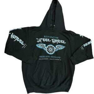 Destination Steel Wheel Mens XL Black Hoodie from Deadwood, South Dakota